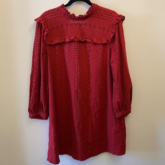 Madewell Dresses & Skirts - EUC Madewell Eyelet Maroon Boho Y2K Dress